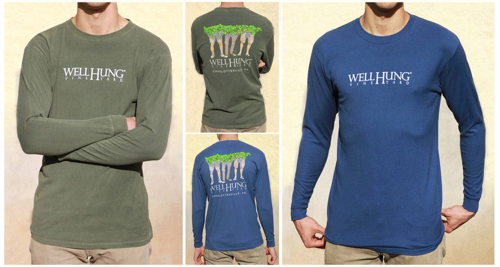 Well Hung Vineyard Green Blue Long Sleeve T Shirts